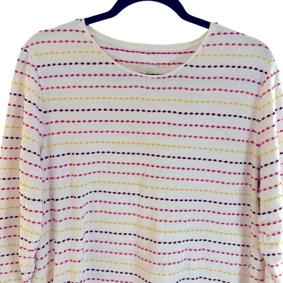 Talbots 100% cotton embroidered striped tunic top XL - Picture 5 of 11